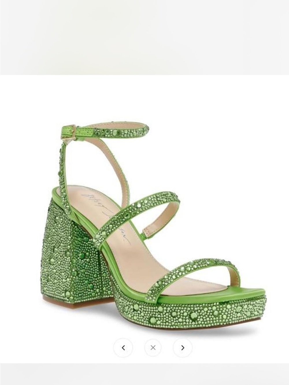 Betsey Johnson Lime Green Jeweled Block Heel Sandals